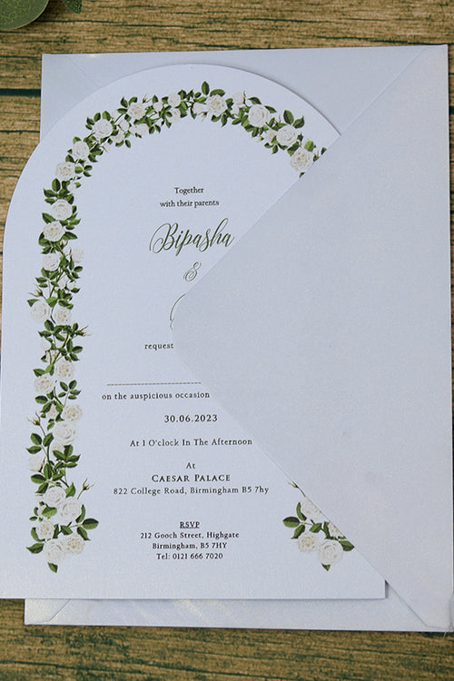 Load image into Gallery viewer, White Arch Floral A5 Invitation ABC 1207
