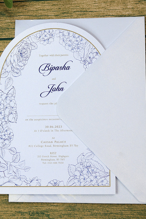 Load image into Gallery viewer, White Arch Blue Floral A5 Invitation ABC 1209
