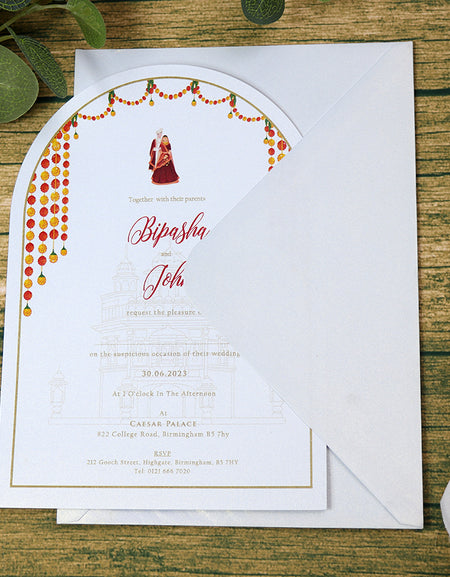 White Arch Ethnic A5 Invitation ABC 1211