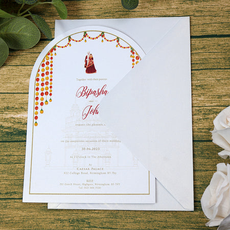 White Arch Ethnic A5 Invitation ABC 1211