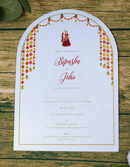 White Arch Ethnic A5 Invitation ABC 1211