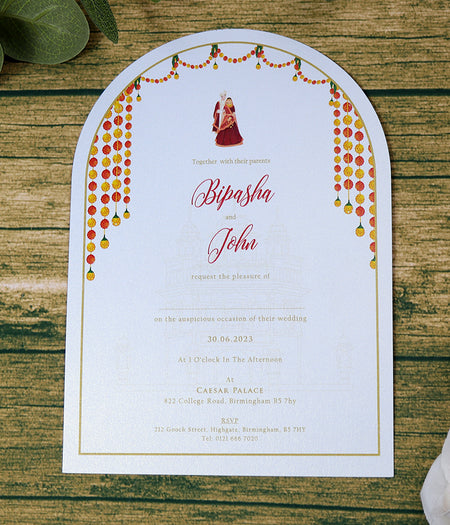 White Arch Ethnic A5 Invitation ABC 1211