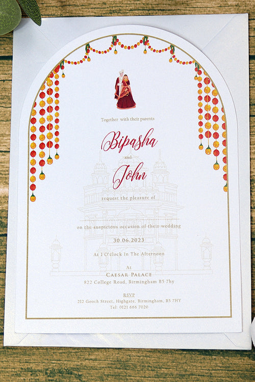 Load image into Gallery viewer, White Arch Ethnic A5 Invitation ABC 1211
