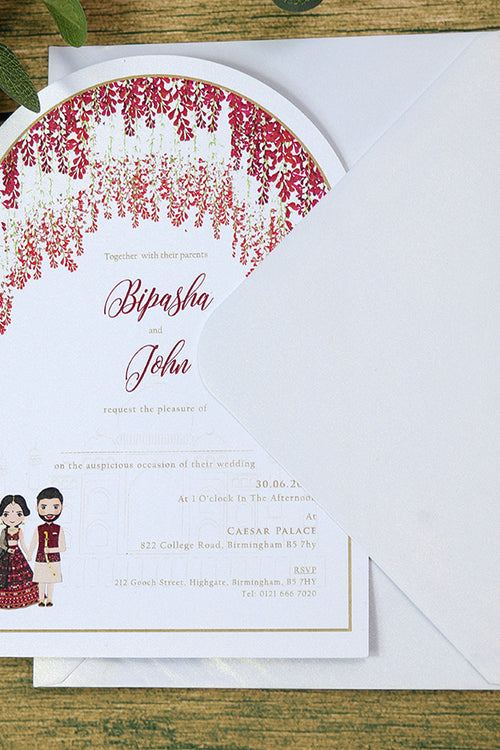 Load image into Gallery viewer, White Arch Red Floral A5 Invitation ABC 1212
