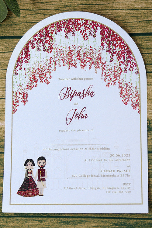 Load image into Gallery viewer, White Arch Red Floral A5 Invitation ABC 1212
