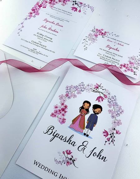 NZ 995 Caricature Cherry Blossom Invitation