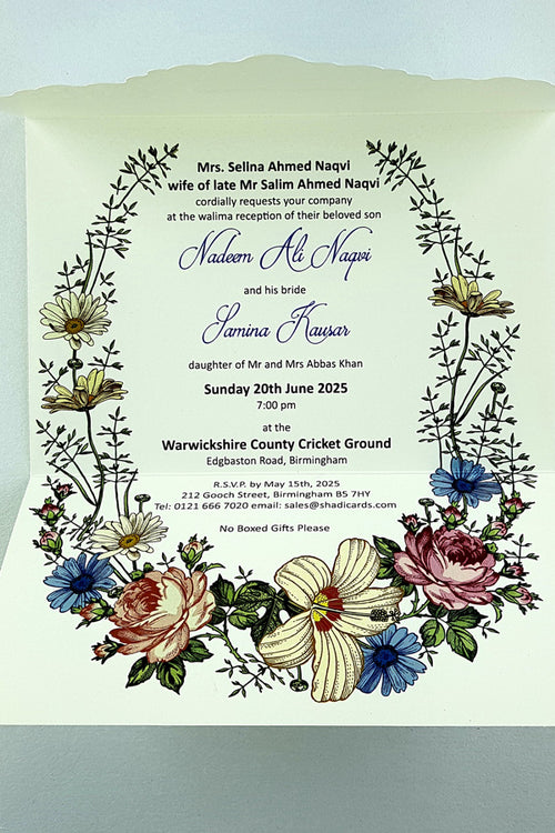 Load image into Gallery viewer, Simple and Elegant Embossed Die Cut and Letterpress folied Regal Floral Wreath 1812

