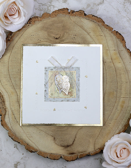 Funky Square wedding invitation with hearts and gilt edges 2004W