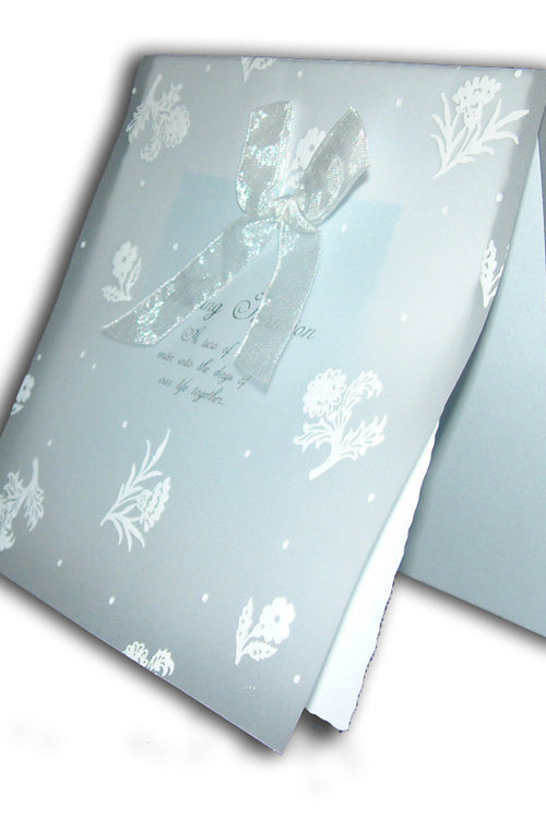 Load image into Gallery viewer, 2006 silver floral wedding invitation
