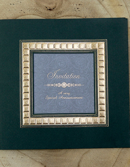 2009W Green and Gold floral swirl wedding invitation
