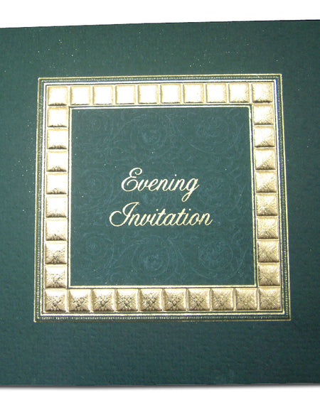 2009E green and gold floral swirl wedding invitation