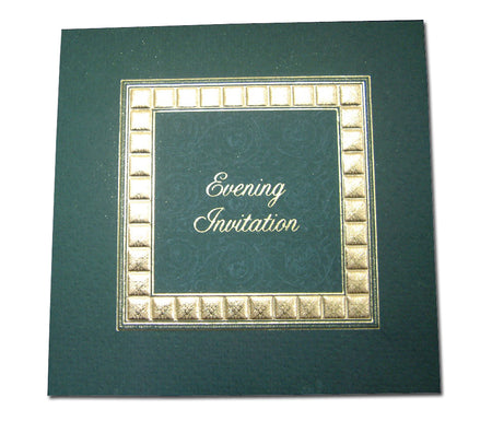 2009E green and gold floral swirl wedding invitation