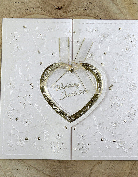 2012W Two Hearts become one with this gatefold Ivory Invitation