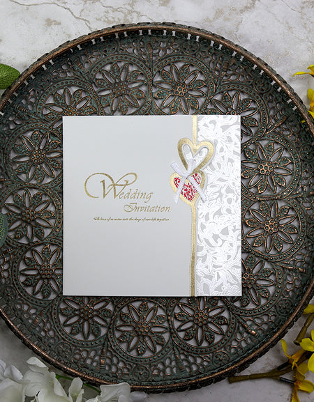 Cherish 2018W Isabelle natural white hearts and bow Invitation
