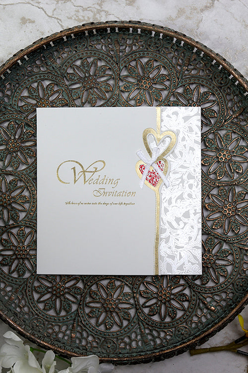 Load image into Gallery viewer, Cherish 2018W Isabelle natural white hearts and bow Invitation
