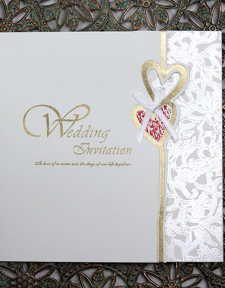 Cherish 2018W Isabelle natural white hearts and bow Invitation