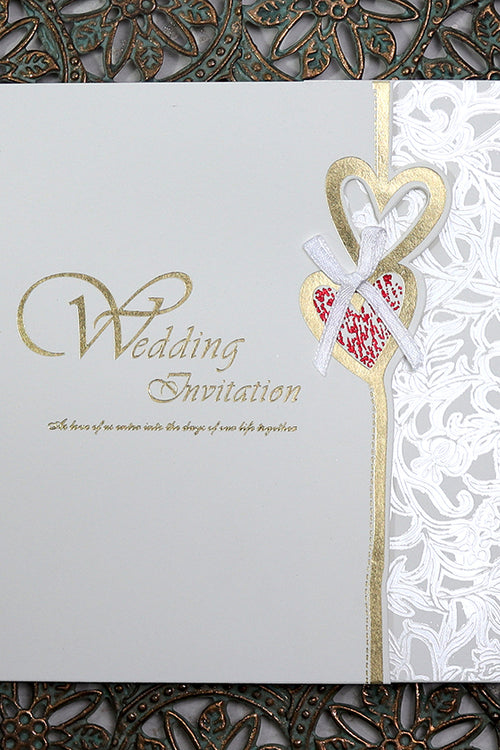 Load image into Gallery viewer, Cherish 2018W Isabelle natural white hearts and bow Invitation
