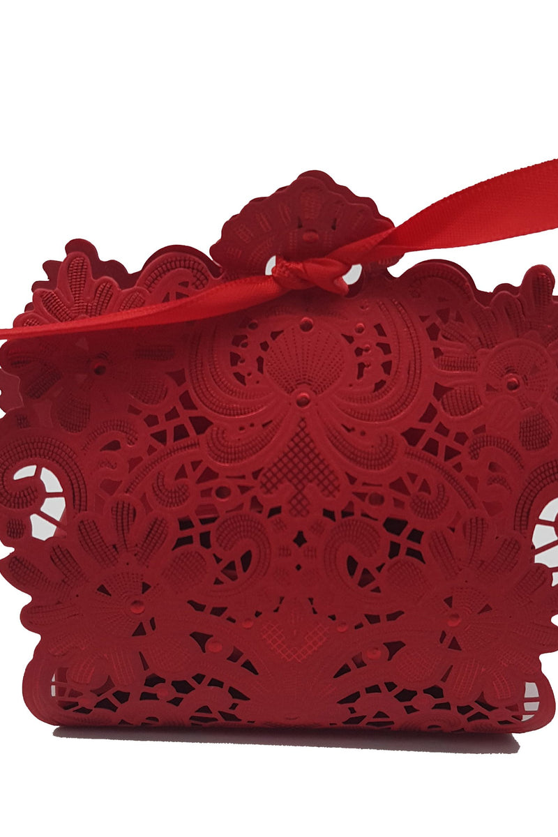 LC 001 Red Laser Cut Favour Box