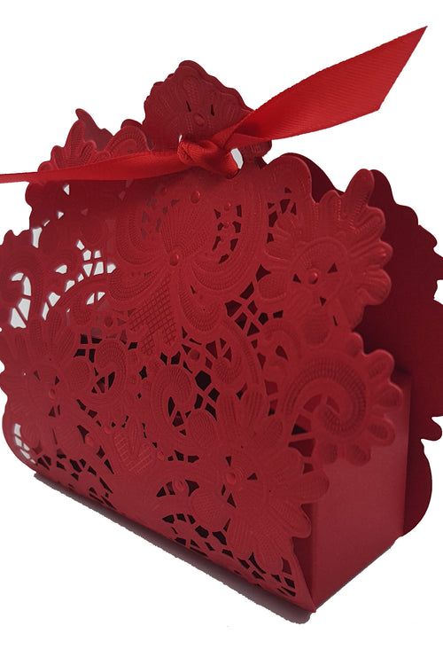 Load image into Gallery viewer, LC 001 Red Laser Cut Favour Box
