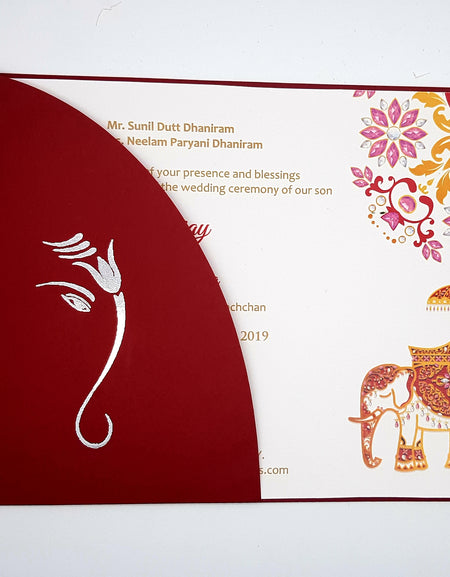 Red Heritage Pocket Invitation ABC 473A