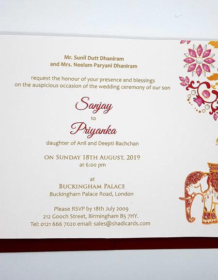 Red Heritage Pocket Invitation ABC 473A