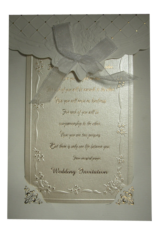 Panache 2020 Ivory frame pocket, bow and gold invite
