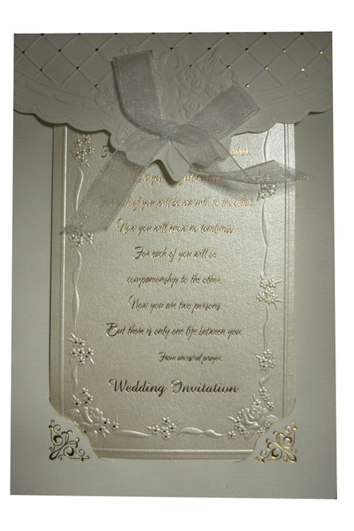 Load image into Gallery viewer, Panache 2020 Ivory frame pocket, bow and gold invite
