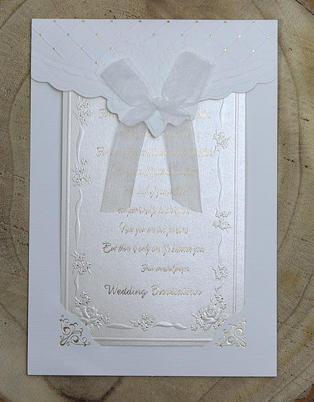 Panache 2020 Ivory frame pocket, bow and gold invite
