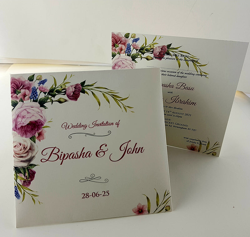 ABC 878 Personalised Floral Pocket Invitation