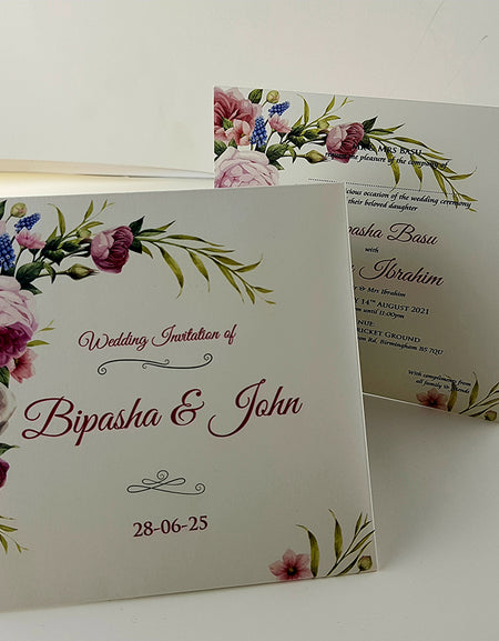 ABC 878 Personalised Floral Pocket Invitation