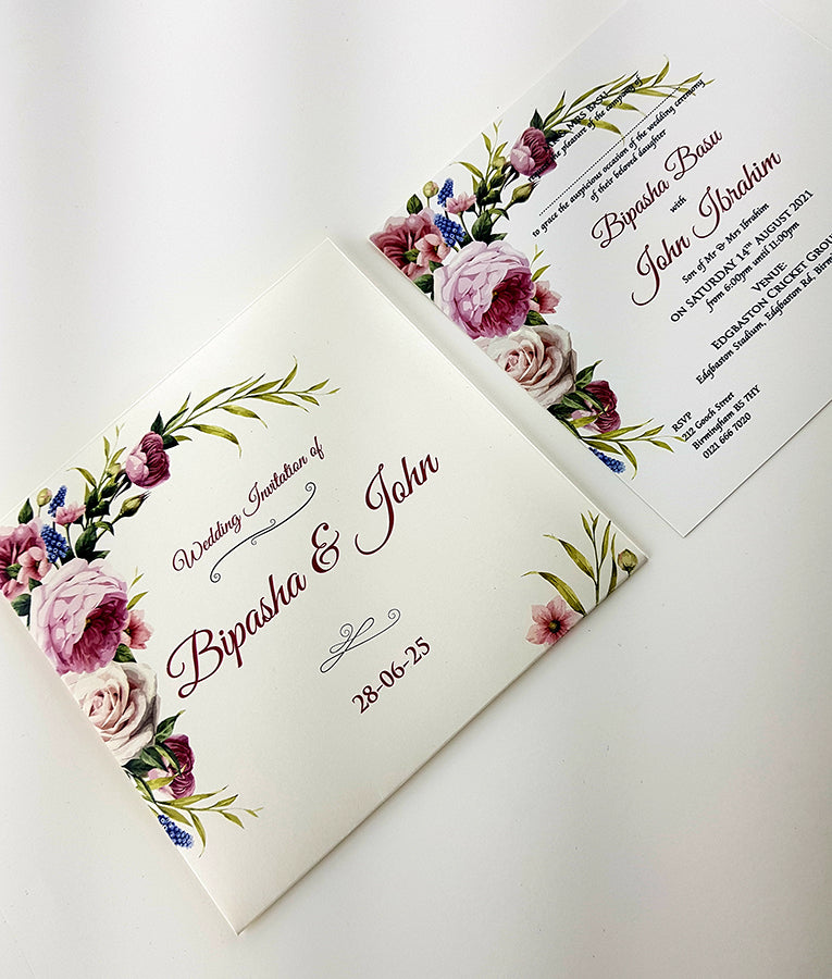 ABC 878 Personalised Floral Pocket Invitation