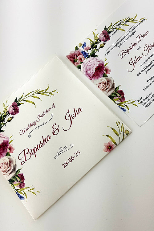 Load image into Gallery viewer, ABC 878 Personalised Floral Pocket Invitation
