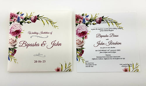 Load image into Gallery viewer, ABC 878 Personalised Floral Pocket Invitation
