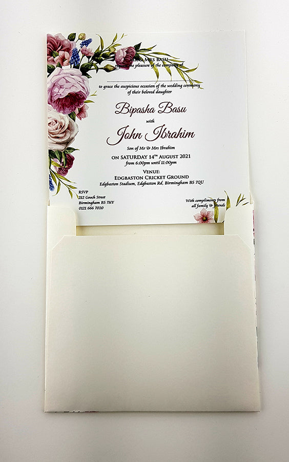 ABC 878 Personalised Floral Pocket Invitation