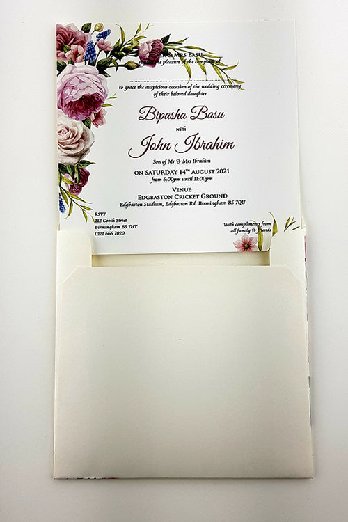 Load image into Gallery viewer, ABC 878 Personalised Floral Pocket Invitation
