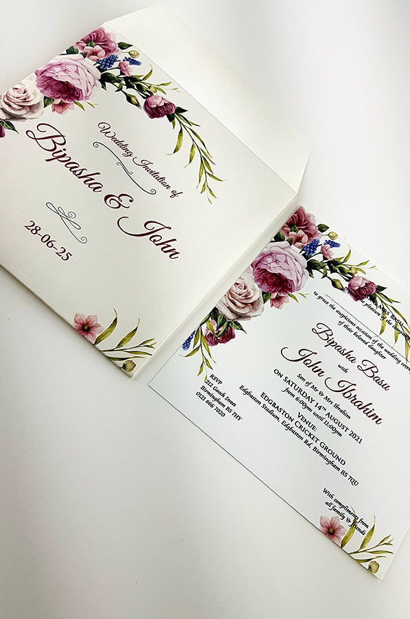 ABC 878 Personalised Floral Pocket Invitation