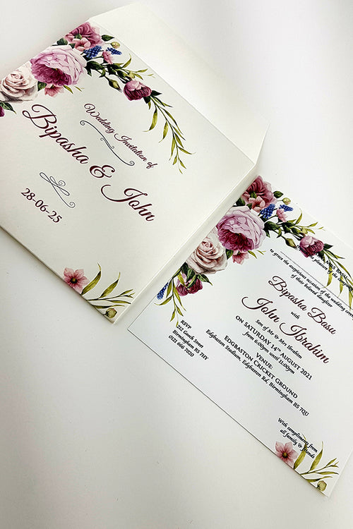 Load image into Gallery viewer, ABC 878 Personalised Floral Pocket Invitation
