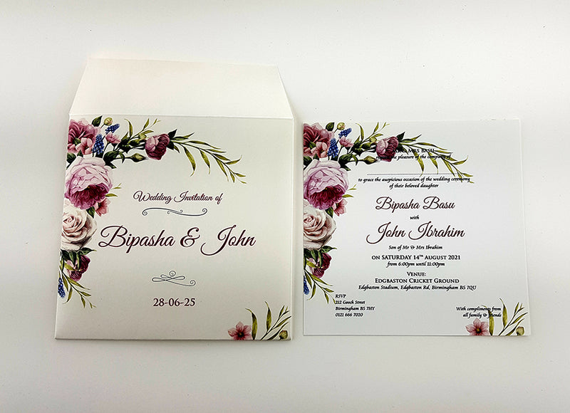 ABC 878 Personalised Floral Pocket Invitation