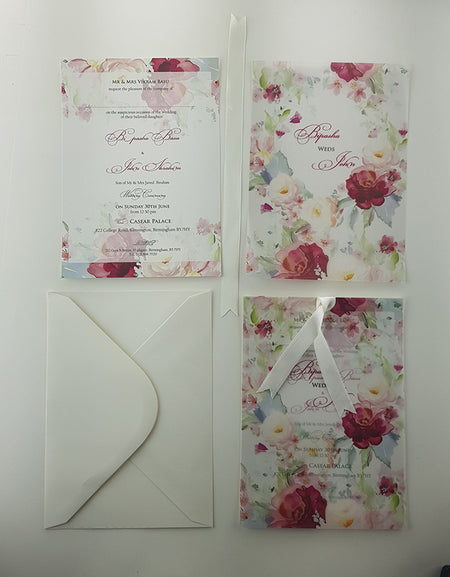 ABC 996 Lavish Pastel Pink Wreath Vellum Invitation