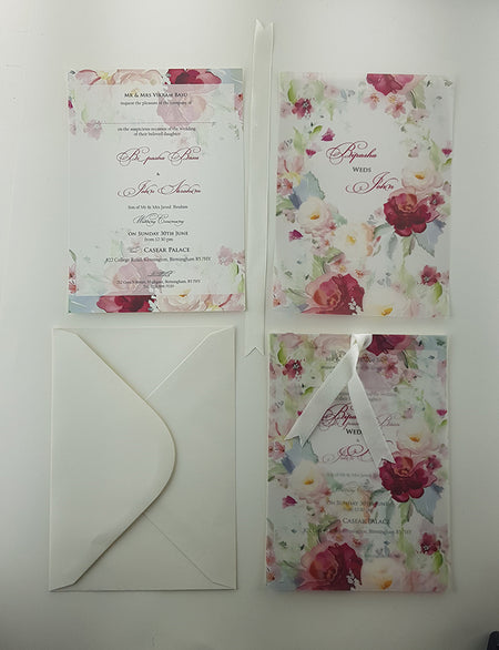 ABC 996 Lavish Pastel Pink Wreath Vellum Invitation