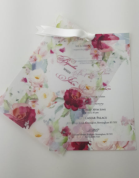 ABC 996 Lavish Pastel Pink Wreath Vellum Invitation