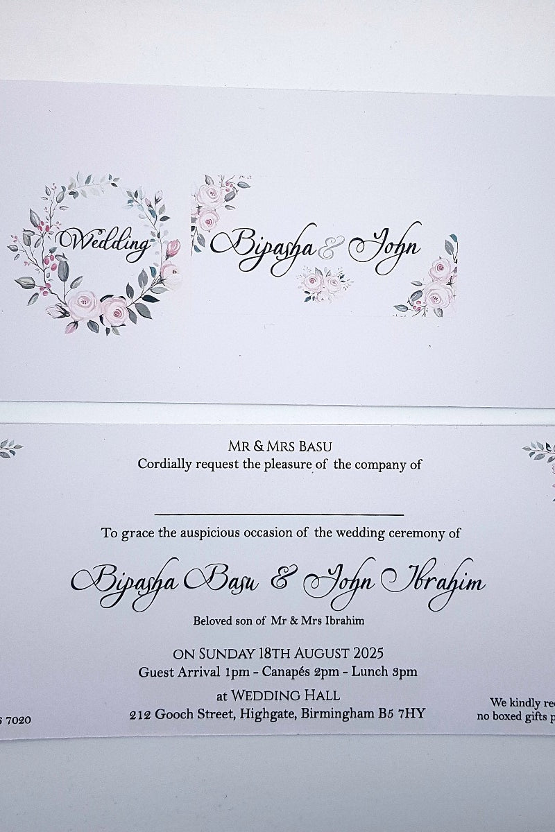 Landscape Pocket Floral Twin windows Invitation in White - RWB White