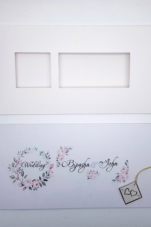 Load image into Gallery viewer, Landscape Pocket Floral Twin windows Invitation in White - RWB White
