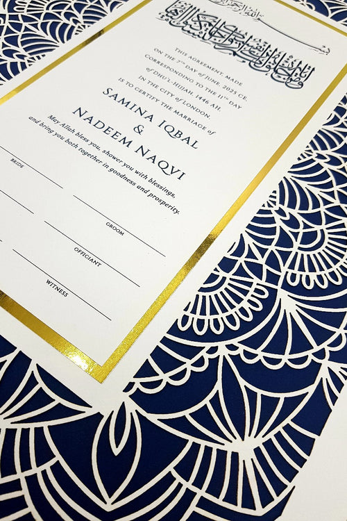 Load image into Gallery viewer, NK 106 Luxurious Personalised Lasercut Islamic Nikah Nama for Muslim Weddings
