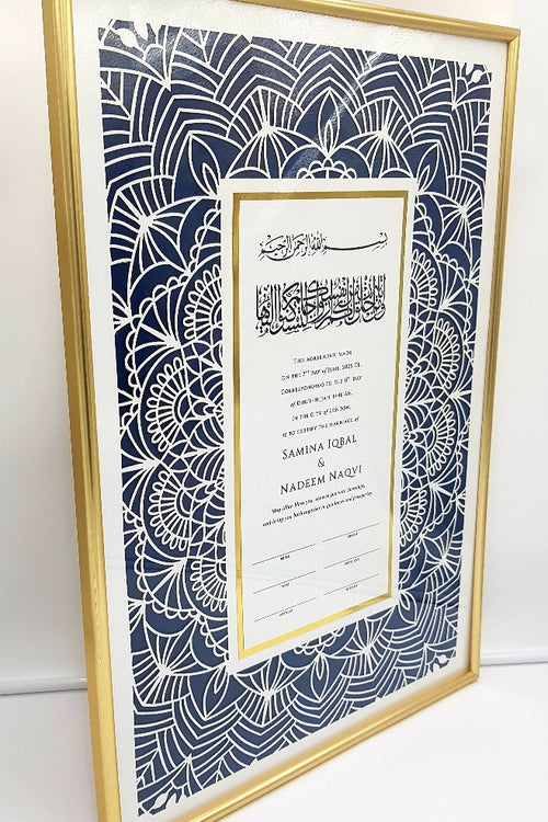 Load image into Gallery viewer, NK 106 Luxurious Personalised Lasercut Islamic Nikah Nama for Muslim Weddings
