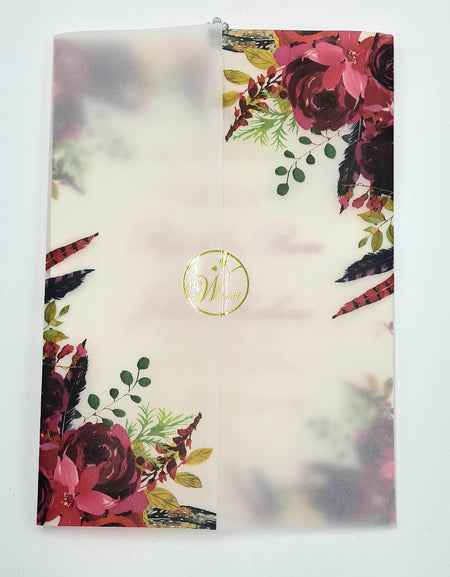 Red Floral Vellum Translucent Invite