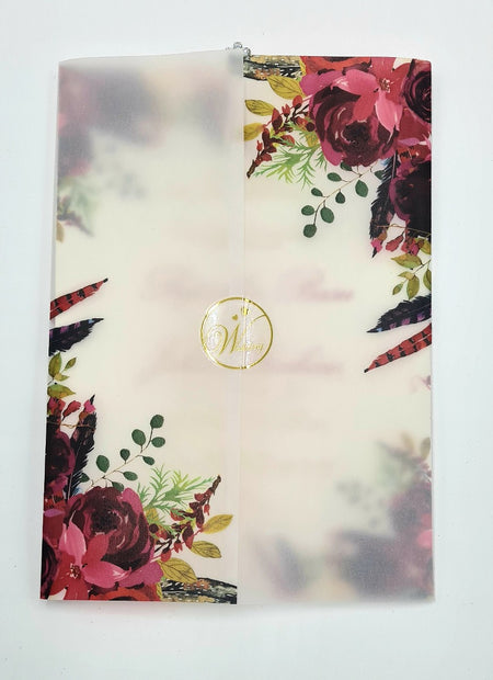 Red Floral Vellum Translucent Invite