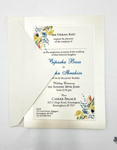 B 0027 - 102 Blue Pink Invitation