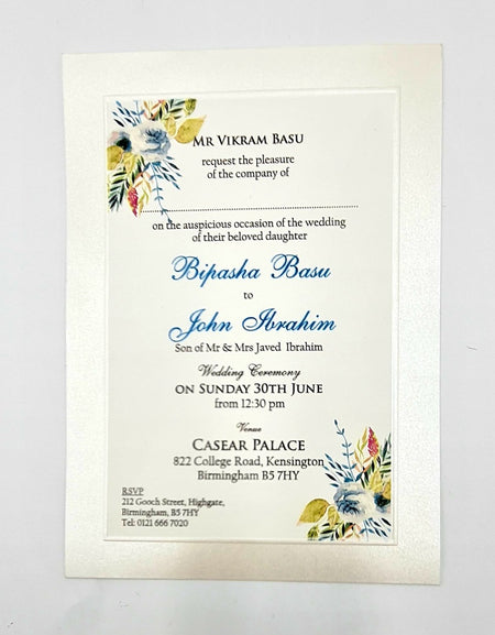 B 0027 - 102 Blue Pink Invitation