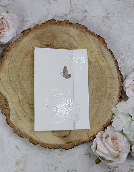 Folded gold butterfly wedding invitation Card Panache 2024